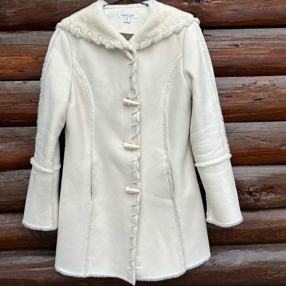 Coldwater Creek: Petite Small, Winter White Faux  Leather/Faux Fur Lining, Hood